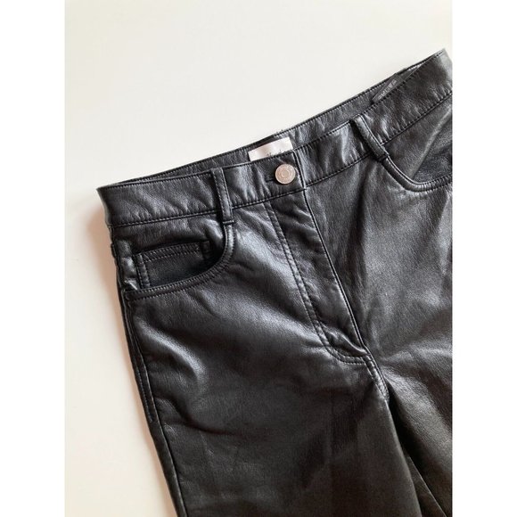 Aritzia WILFRED Melina Black Vegan Leather Ankle Trousers Pants, Size 2 - Picture 6 of 13